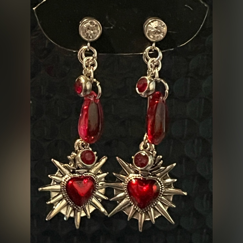 Handmade Sacred heart dangle drop earrings